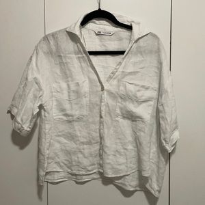 Zara Linen Crop Shirt